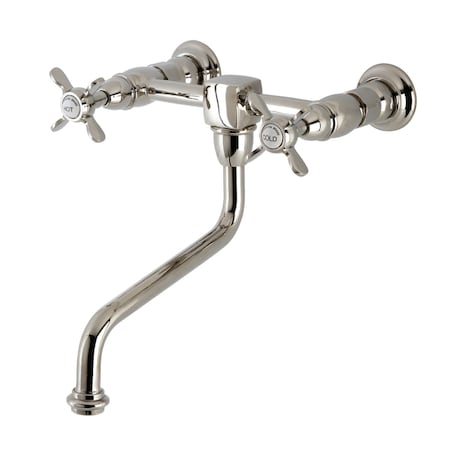 Kingston Brass KS1216BEX Wall Mount Bathroom Faucet, Polished Nickel KS1216BEX